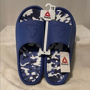 NEW Reebok Camo Blue and White Slides